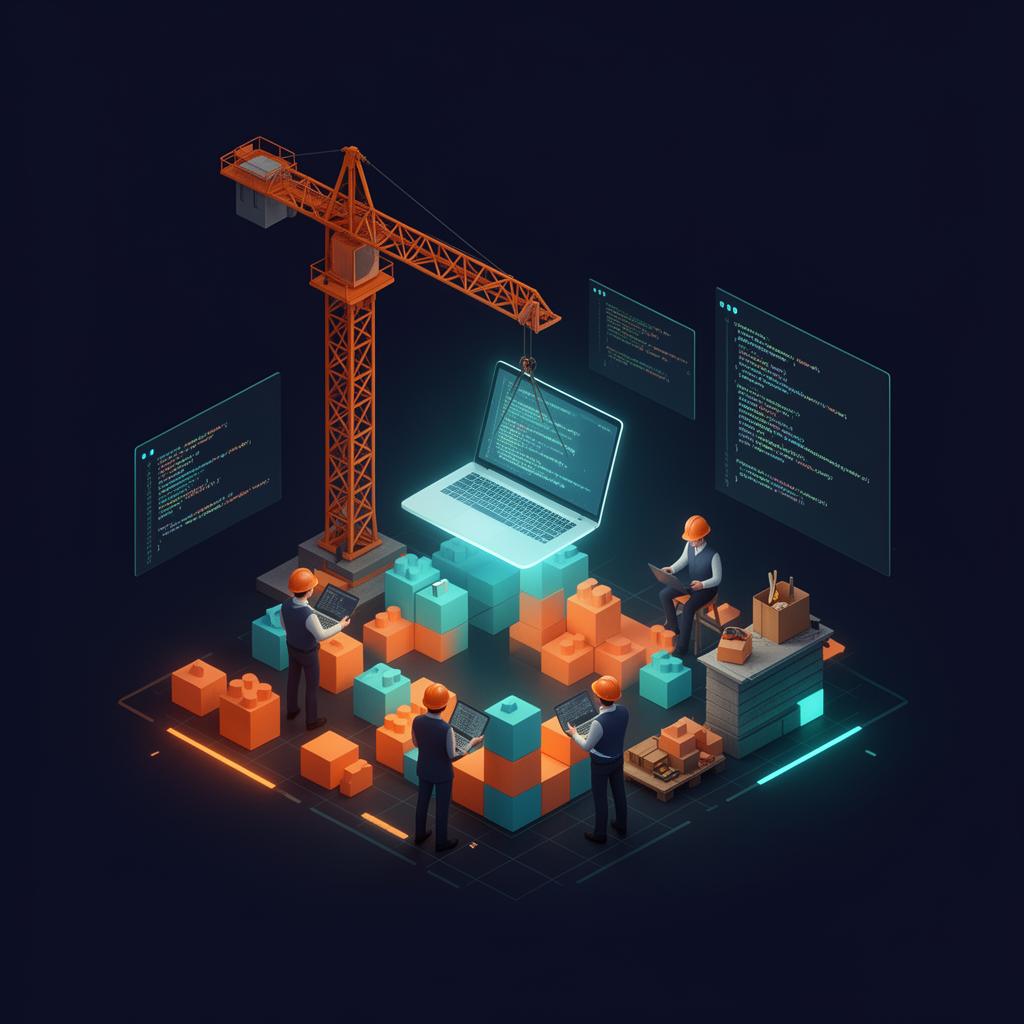 Website em Construção - Devs, Grua, Código